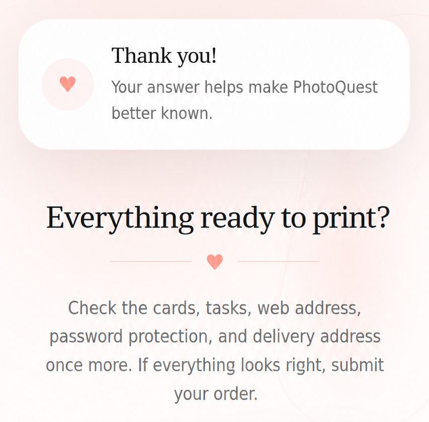 PhotoQuest acquisition survey after an answer